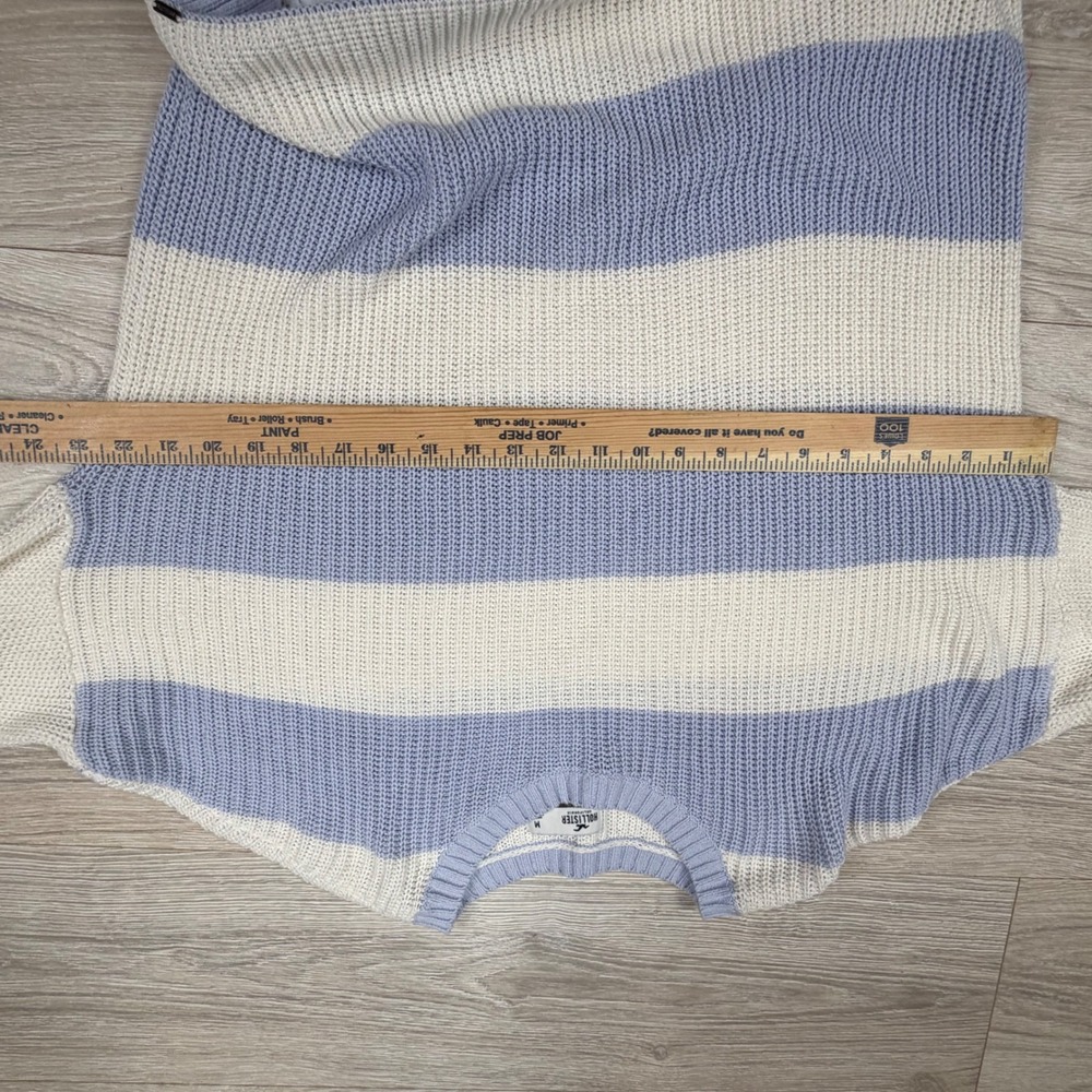 Hollister Womens Blue Cream Striped Shaker Knit Cotton Sweater Size M Relaxed - Picture 5 of 7